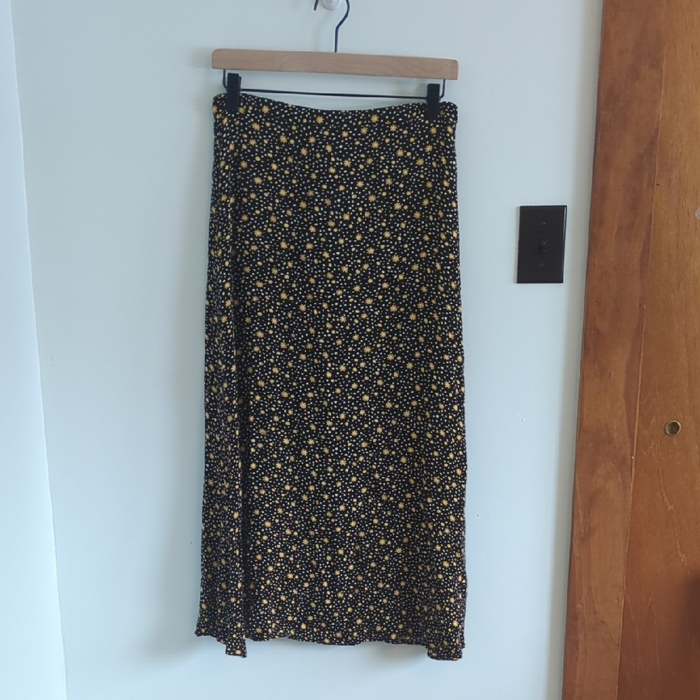 Reformation Bea Midi Floral Black and Yellow Maxi Skirt